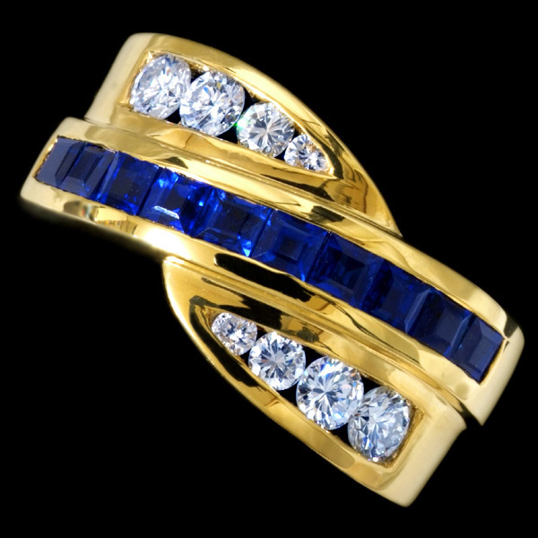 78862-184【Candame】絶品Diamond Sapphire 18K Ring SPAIN New