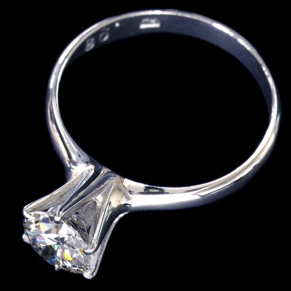 77521 美しい大粒オールドヨーロピアンカットダイヤモンド０．９８７ct I SI2 VG Antique Platinum Ring_画像2