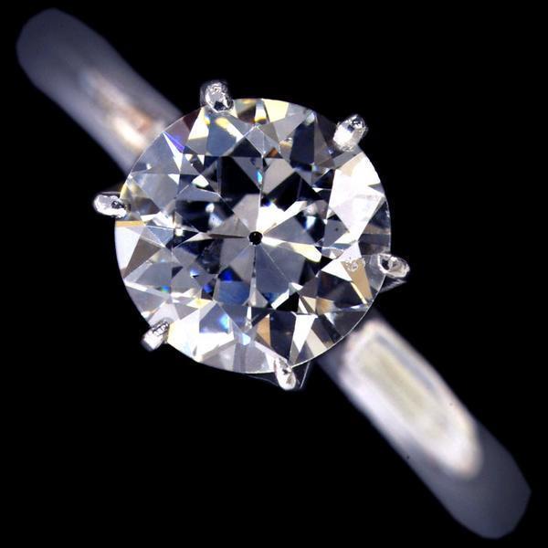 77521 美しい大粒オールドヨーロピアンカットダイヤモンド０．９８７ct I SI2 VG Antique Platinum Ring