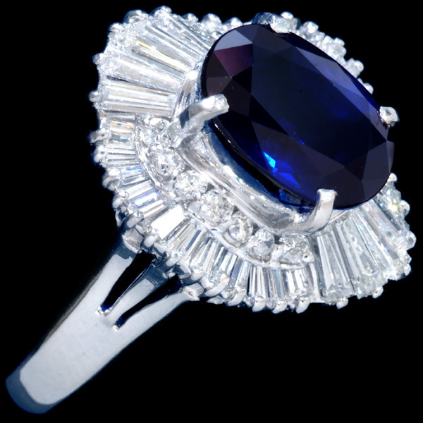 B1603 逸品サファイア２．９５ct 天然絶品ダイヤモンド１．０２ct 最高級Pｔ900無垢リング 国内正規品 天然絶品ダイヤモンド１．０２ct