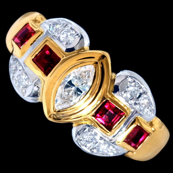 A8682 Новый! [Gherardini] Geraldini Natural Diamond 0,32CT Ruby 0,37CT Ruby 0,37CT Сплошное кольцо