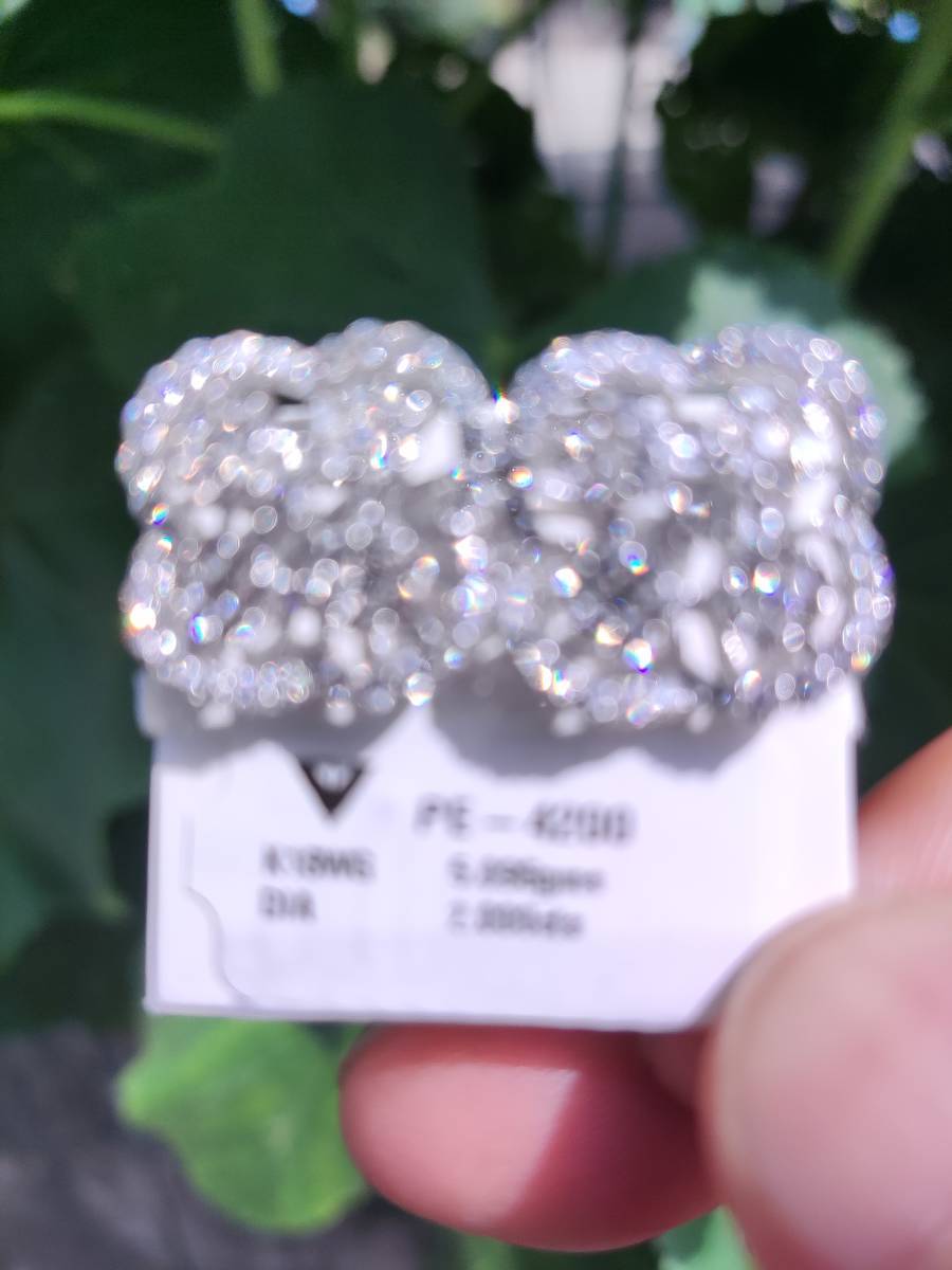 *PE4200【BC新作ウエディングコレクション】天然大粒上質ダイヤモンド２．００ct 最高級18金WG無垢ビックピアス 幅18.5mm 新品