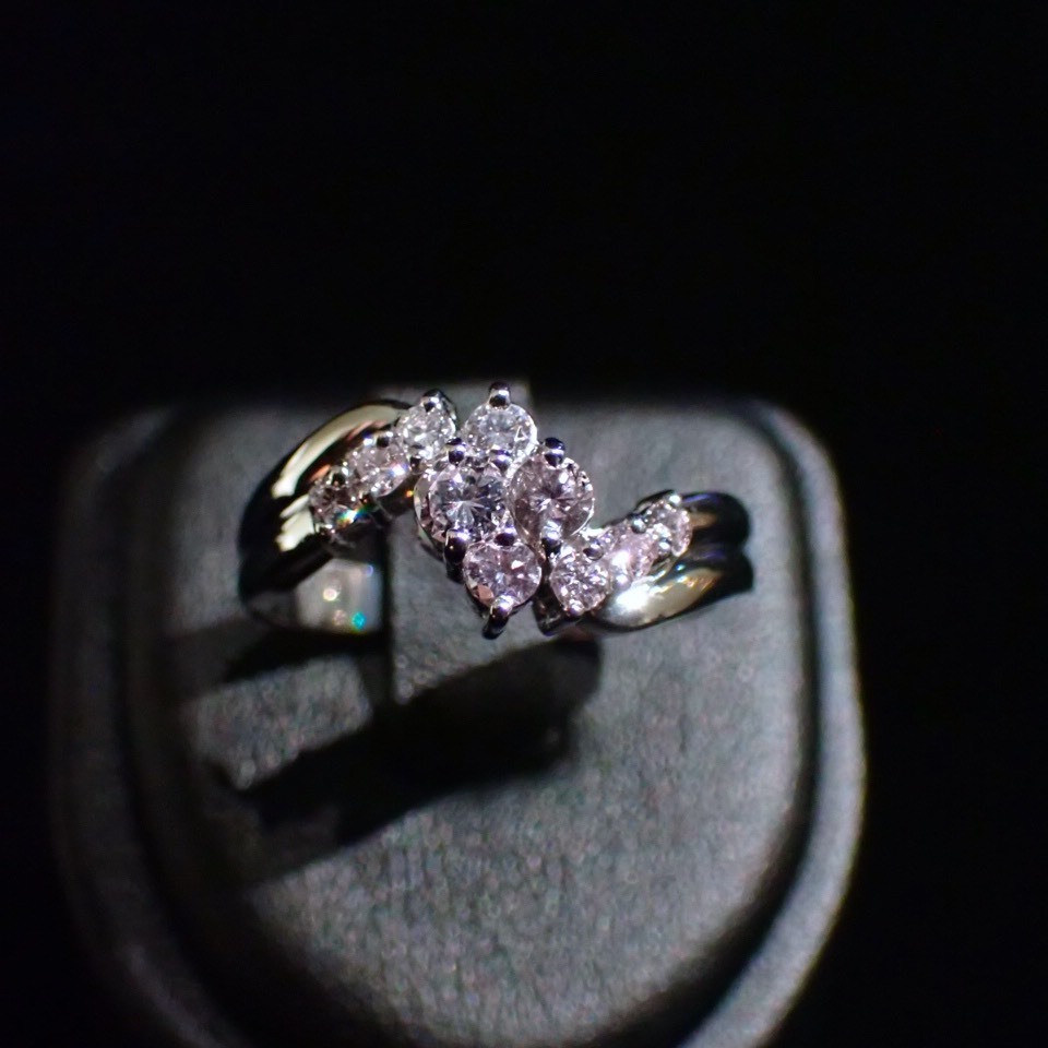 F2696 美しいナチュラルピンクダイヤモンド0.50ct 最高級Pt900無垢