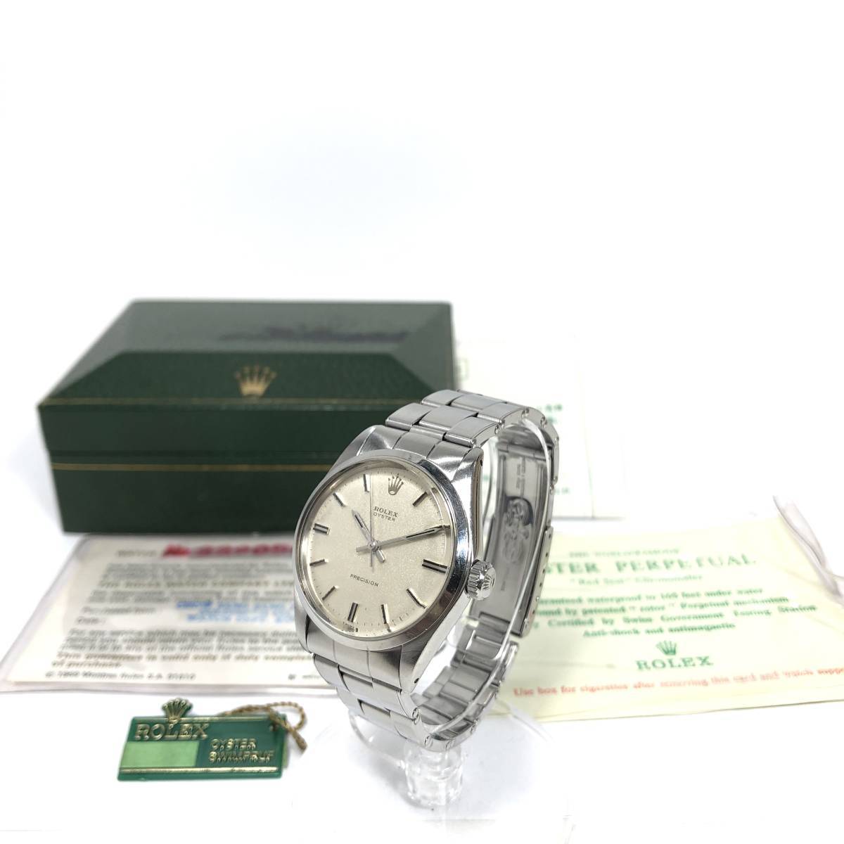 ▼【保証書有】ロレックス ROLEX 6426 プレシジョン 手巻き メンズ 腕時計 リベットブレス ヴィンテージ 稼働 箱 ギャラ 修理明細書付き