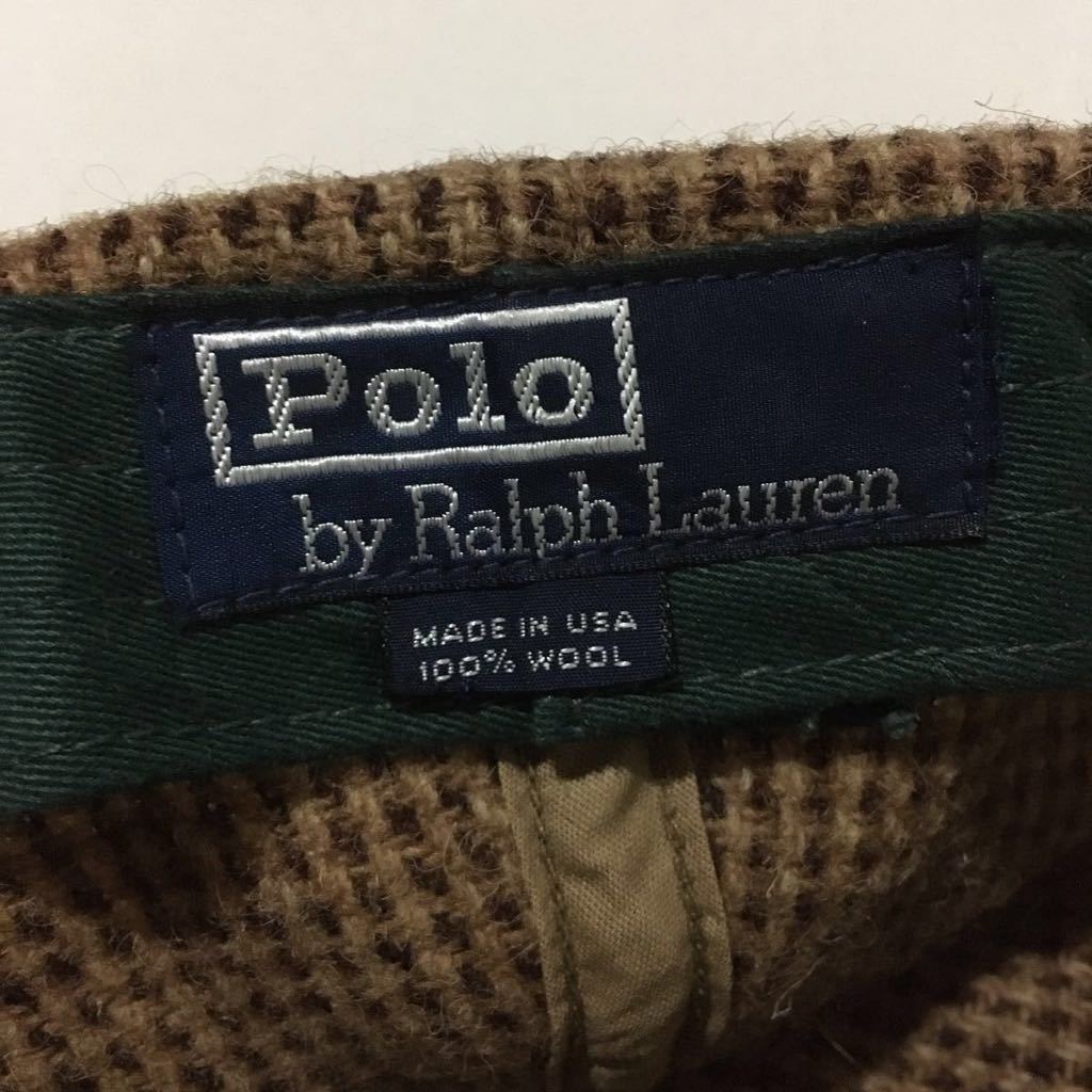 90s Polo Ralph Lauren キャップ ウール レザー CAP made in USA 