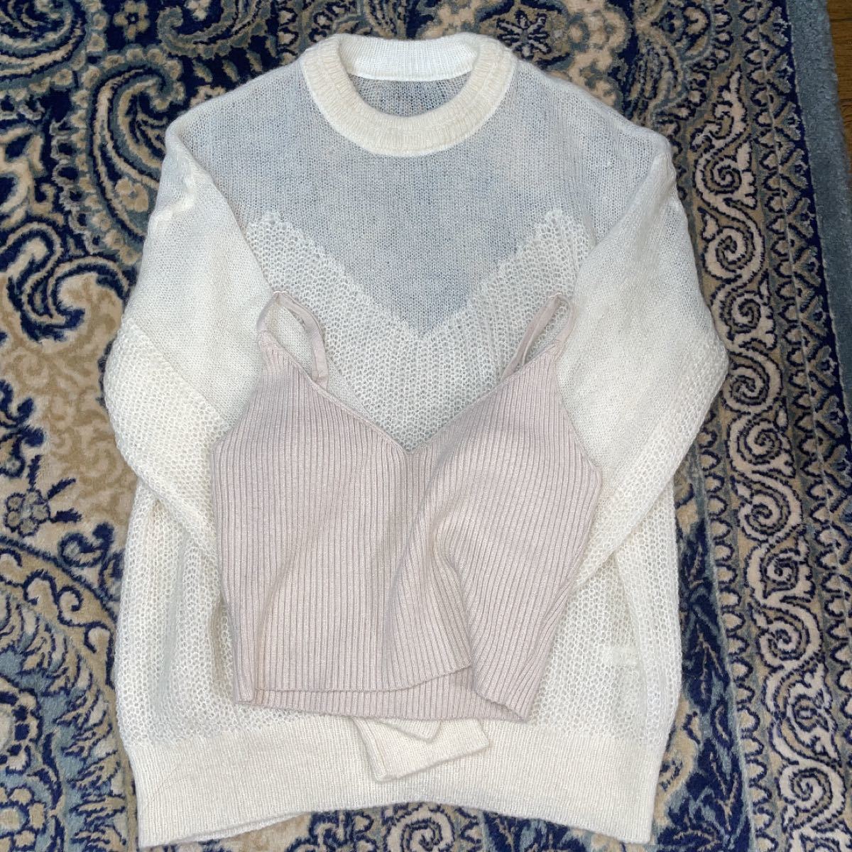 Ameri VINTAGE BUSTIER PATTERN KNIT SET-