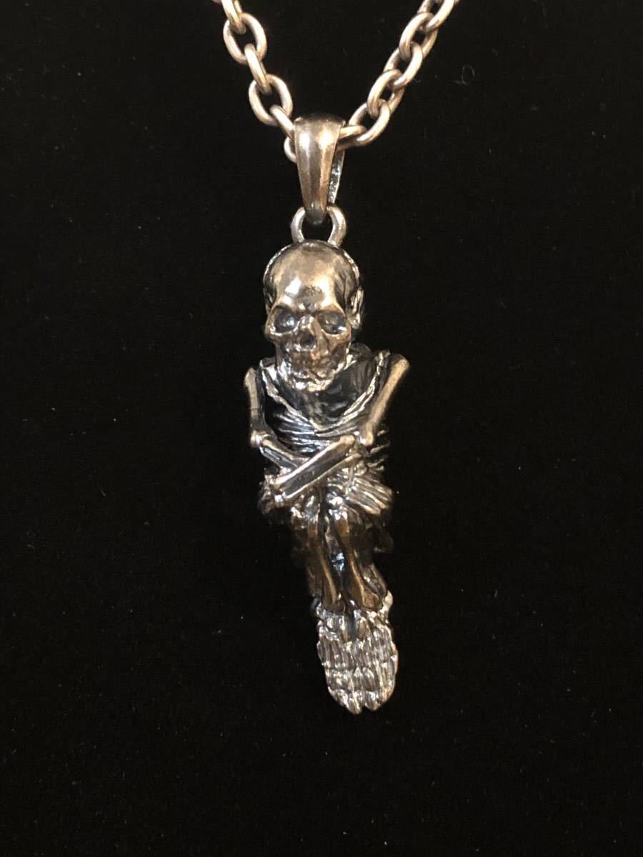 *..CARVEX* handmade Skull pendant book@ genuine delicate sculpture expert arm guard kote san work 925 silver strap hand made .. skull skeleton free shipping 