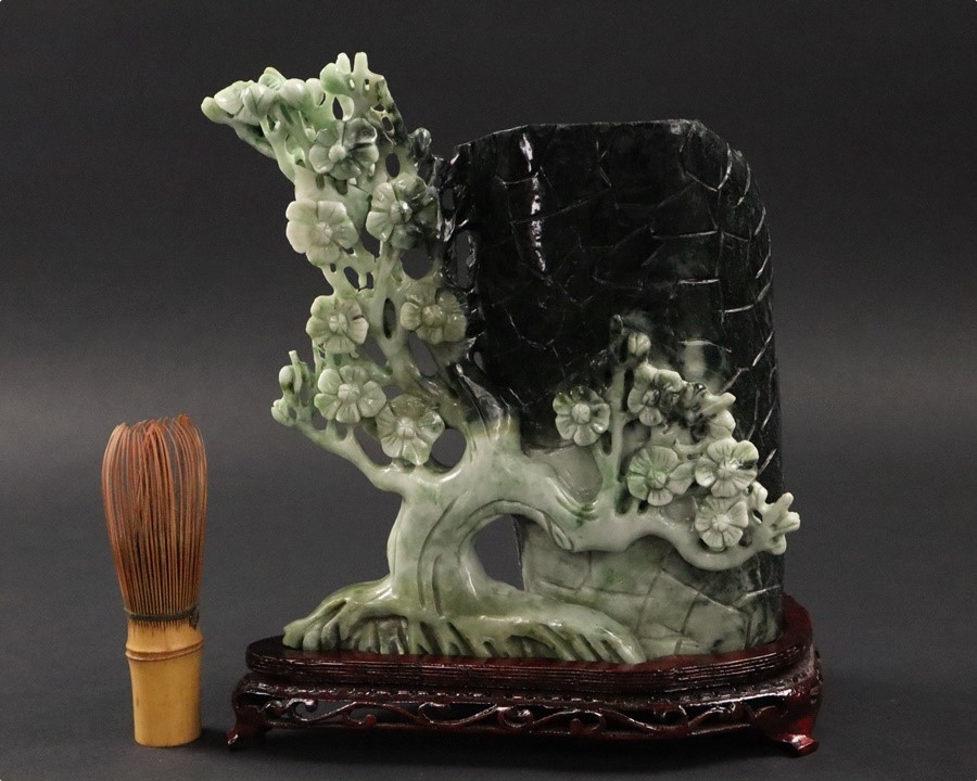 ヤフオク! - 中国古玩 唐物 河南翡翠 花彫刻 花瓶 置物 高24cm