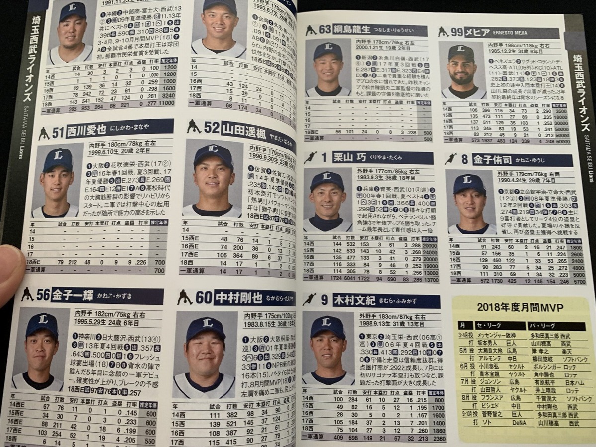 ｓ■□　別冊宝島 プロ野球パーフェクトデータ 選手名鑑 2019　充実の球団別日程表　宝島社　2019年　当時物　/　C16_画像3