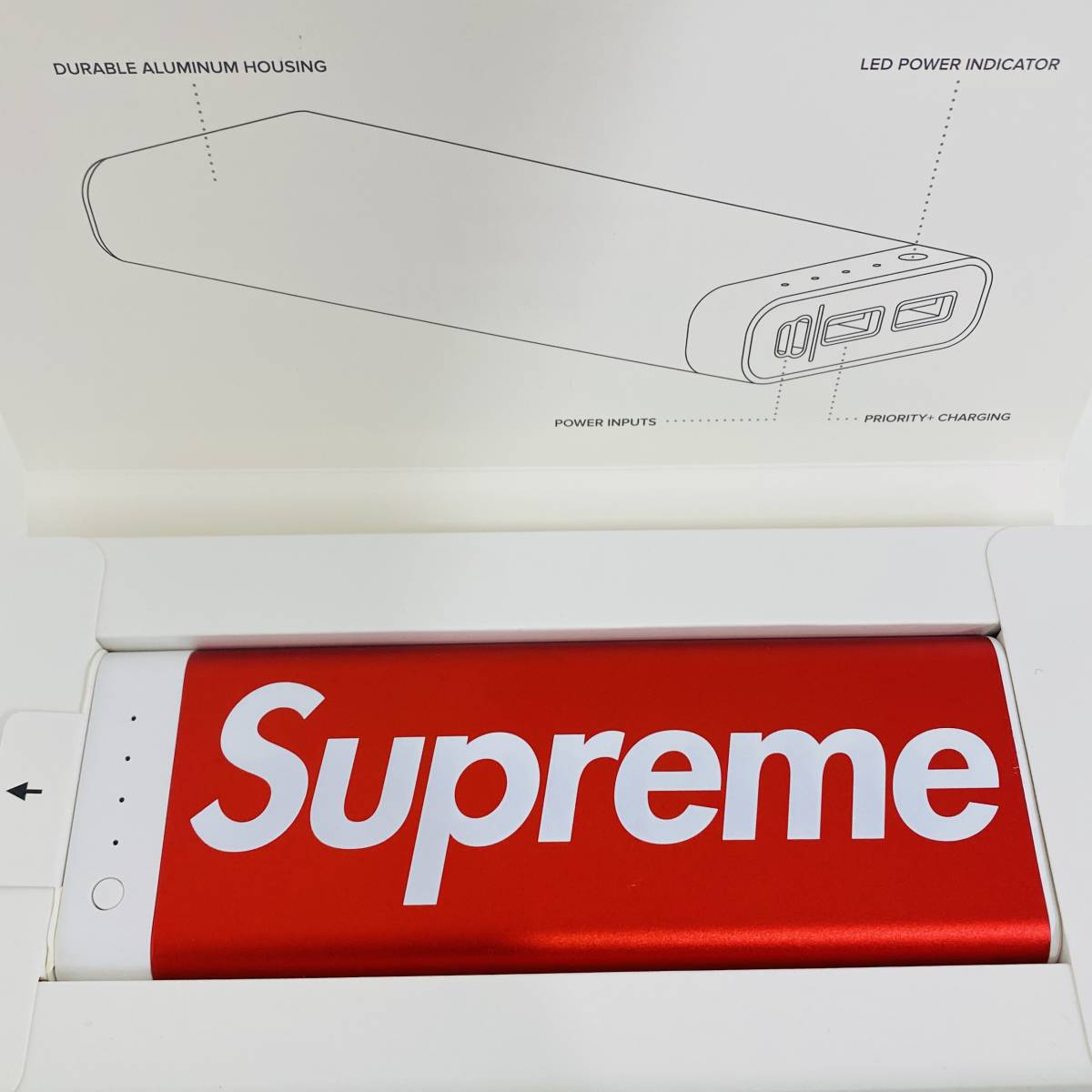 納品書付 Supreme mophie encore 20k Charger Red シュプリーム モバイルバッテリー