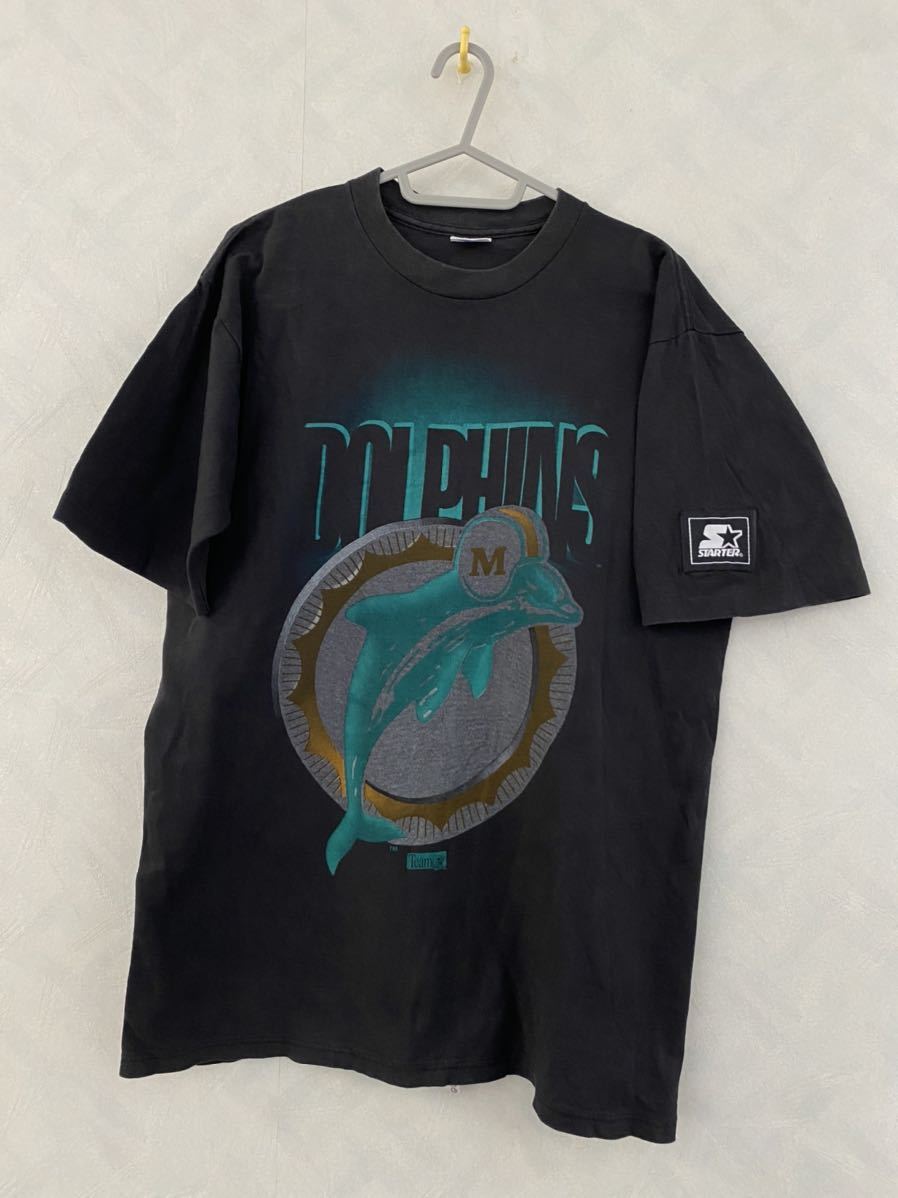 Miami Dolphins Tシャツ M STARTER MADE IN U.S.A. マイアミ・ドルフィンズ NFL アメフト 90s ビンテージ スターター_画像1