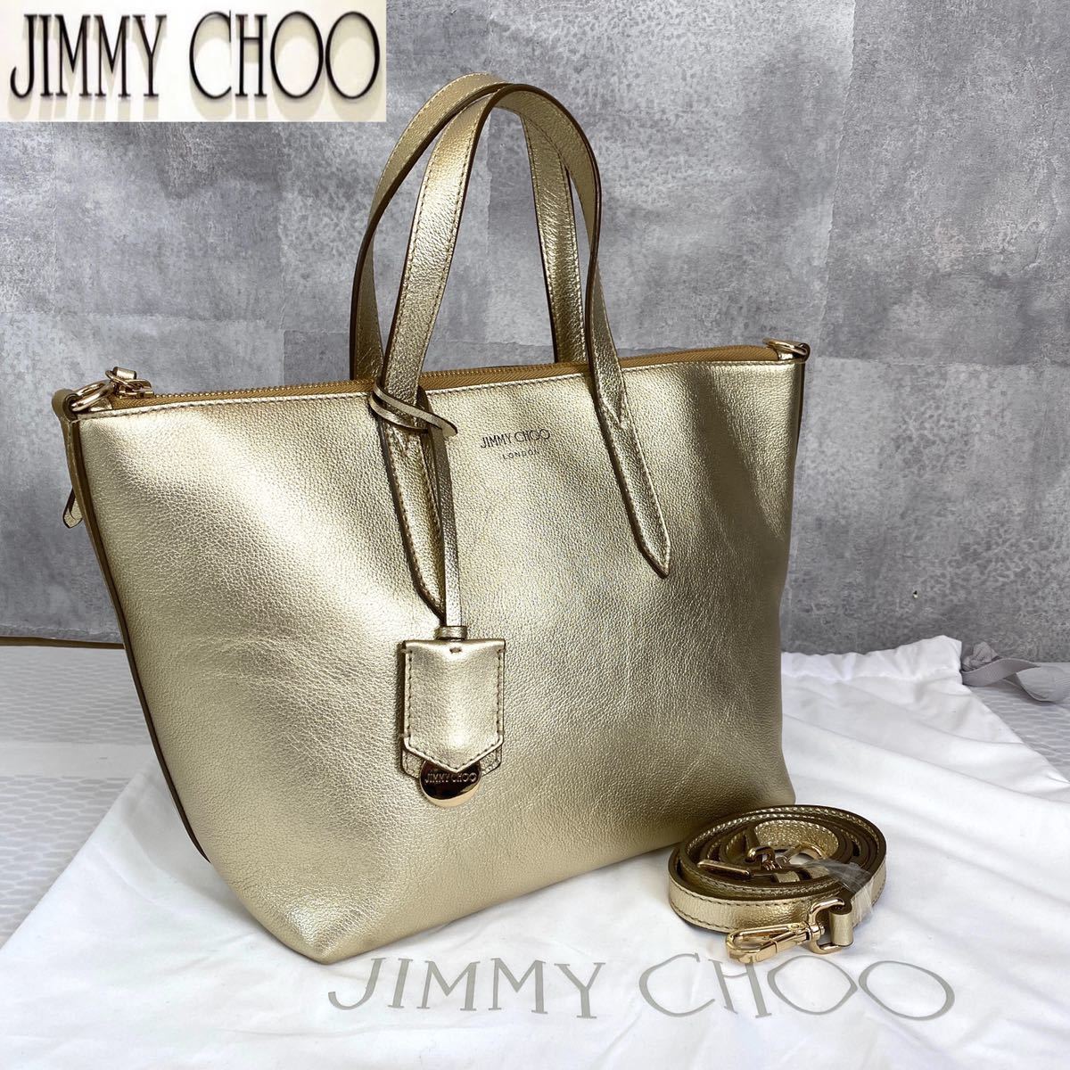 割引発見 【超美品】JIMMY CHOO BRIA TOTE/S ゴールド 2wayバッグ