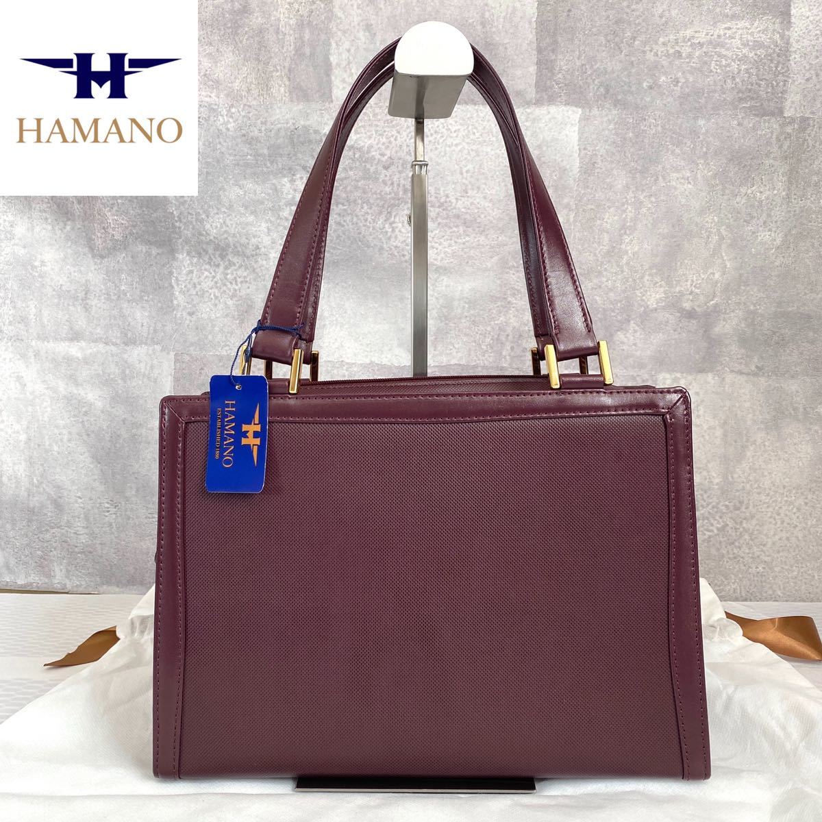 値引き 【美品】HAMANO ブラック　トートバッグ 皇室御用達 ハマノ 濱野皮革工藝 ハンドバッグ