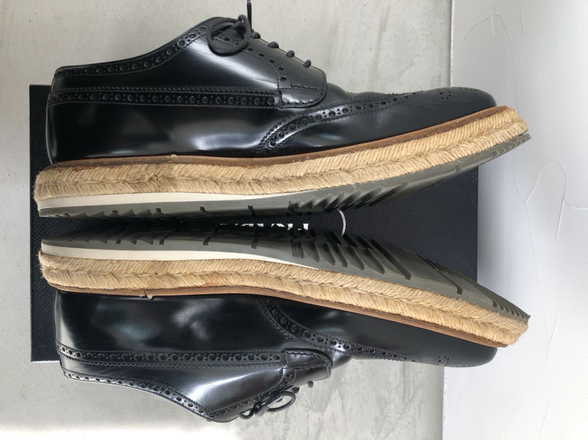 PRADA プラダ エスパドリーユ 8 レザー シューズ ウィングチップ 厚底