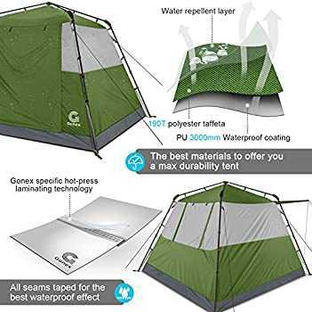 キャンプ テント 4人用 前室付き ワンタッチ テント 3-4人 ファミリーテント 防水 耐水圧3000mm 数秒設営 自立 キャンプ テント アウトドア