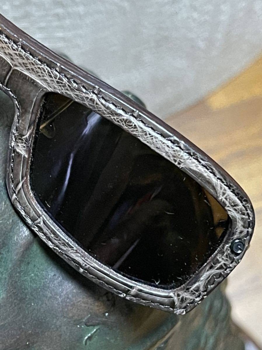定価23万円グッチGUCCIワニ革サングラス茶クロコダイル鰐クロコ眼鏡わ