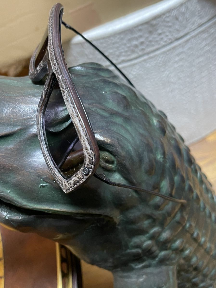 定価23万円グッチGUCCIワニ革サングラス茶クロコダイル鰐クロコ眼鏡わ