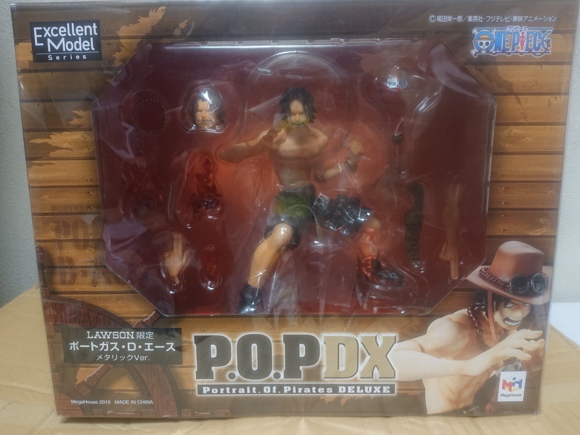 ローソン 100体限定 メタリックver ワンピース Portrait.Of.Pirates ポートガス・D・エース P.O.P POP フィギュア メガハウス maximum 　_画像1