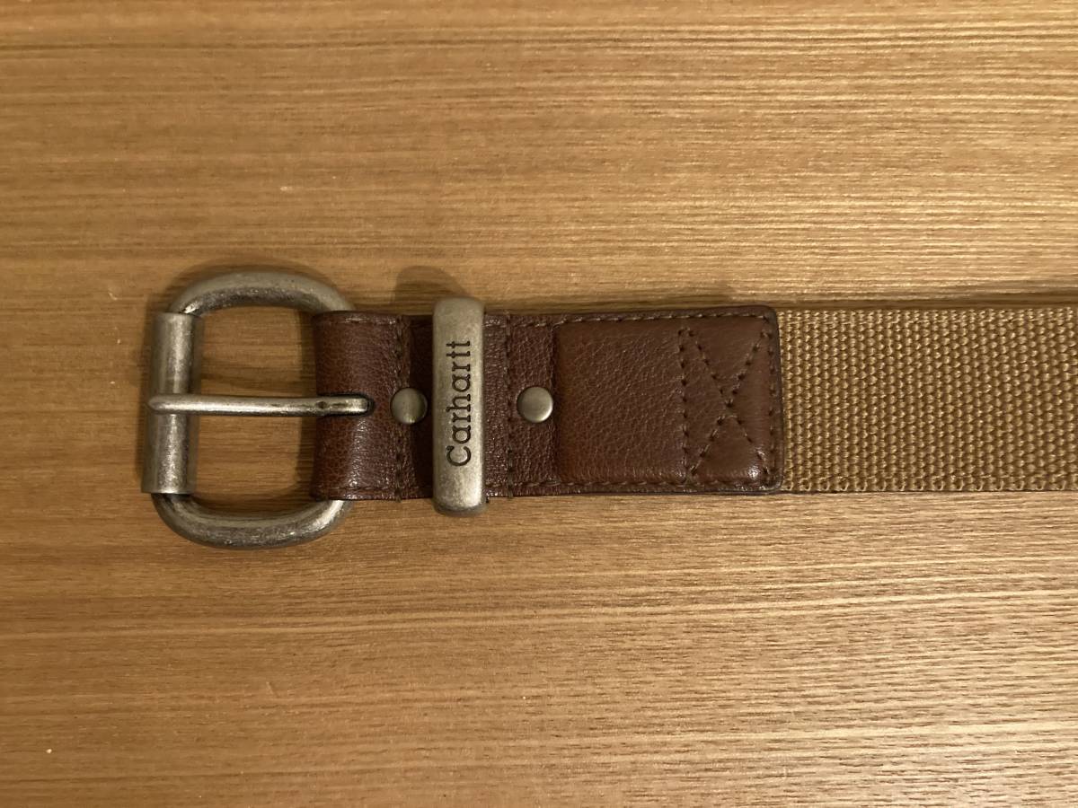 Carhartt A159 Leather and Web Belt BROWN 32 USED カーハート レザー アンド ウェブ ベルト _画像3