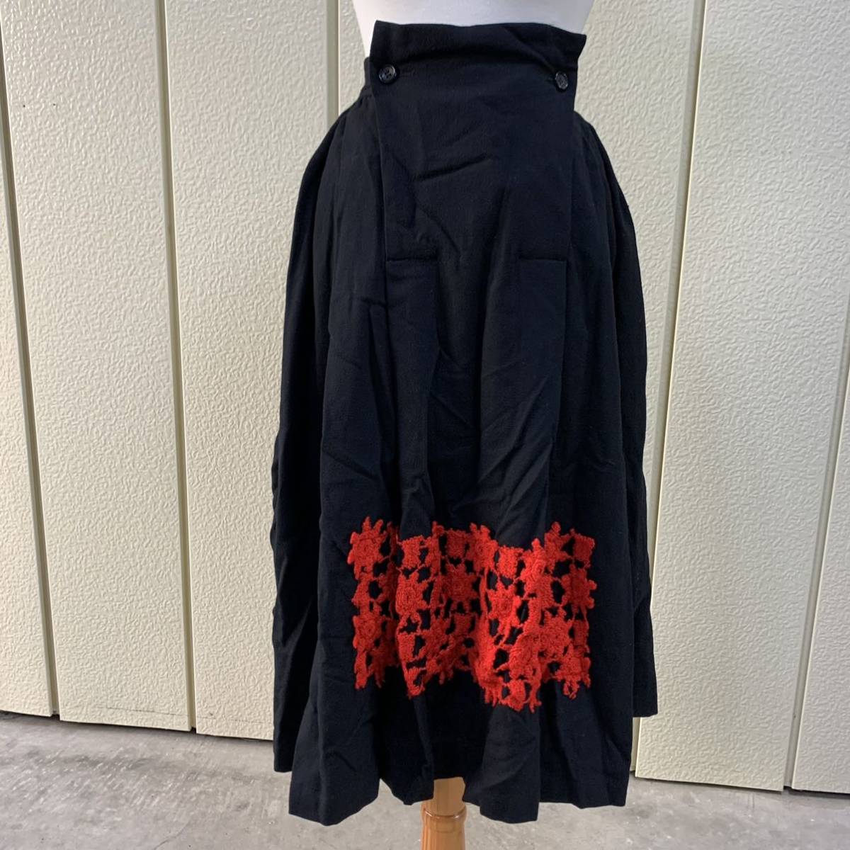 80s COMME des GARCONS スカート ブラック 手編み 刺繍 VINTAGE OLD