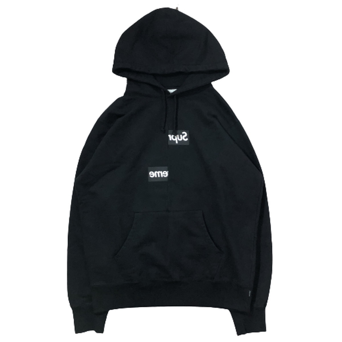 Supreme シュプリーム x COMME des GARCONS SHIRT Split Box Logo Hooded Sweatshirt 18AW パーカー M スプリット ボックスロゴ 黒 BLACK