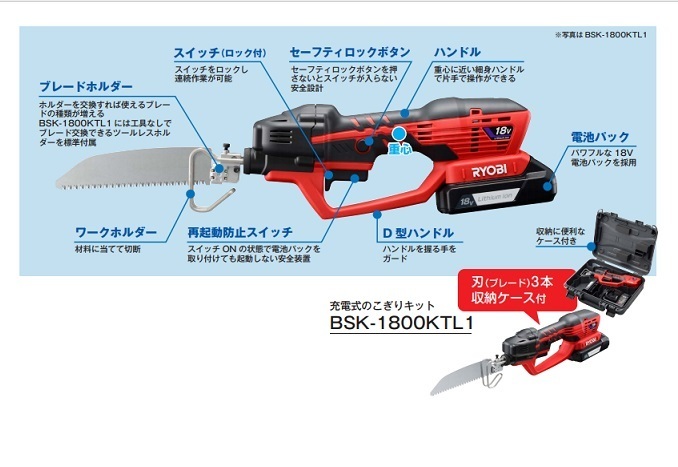 DIY 京セラ BSK-1800KTL1 18V充電式のこぎりキット キャリングケ-ス付