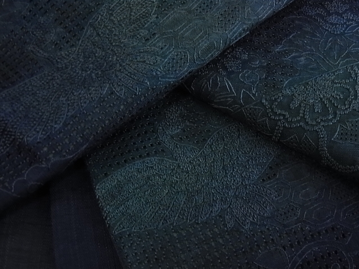 着物屋こころ 太鼓柄袋帯 紬地 中国三大刺繍 スワトウ刺繍 汕頭刺繍 