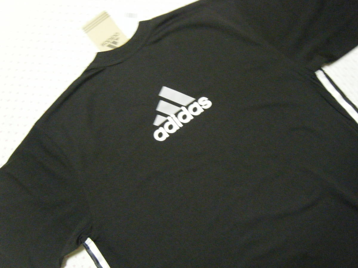 アディダス　adidas　ジムトレーニング&カジュアル用高機能VネックTシャツ　半袖　黒色　サイズ O　吸汗速乾/ストレッチ機能　＠1999年製品_画像6