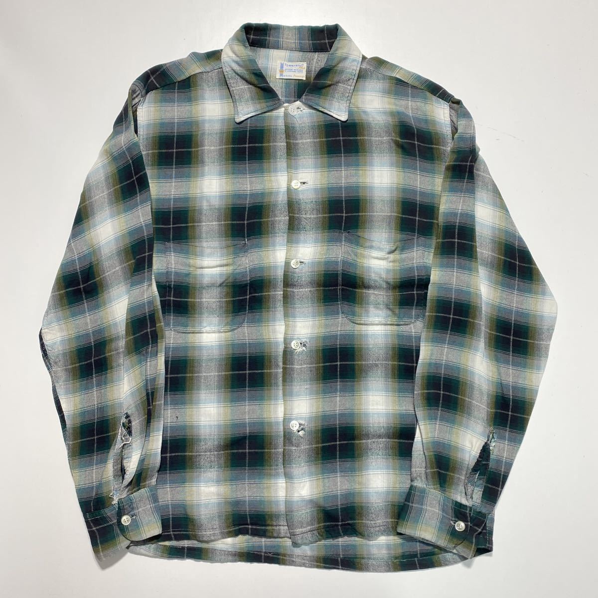 新しい ヴィンテージ 1960年代 Shirt Rayon Check Shadow Craft Town Vintage 【M】1960s タウンクラフト R741 レーヨンシャツ シャドーチェック Mサイズ