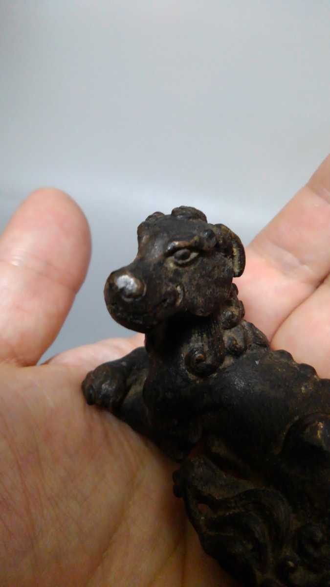 中国 古銅 神獣 置物 筆架 紙鎮 N 3323