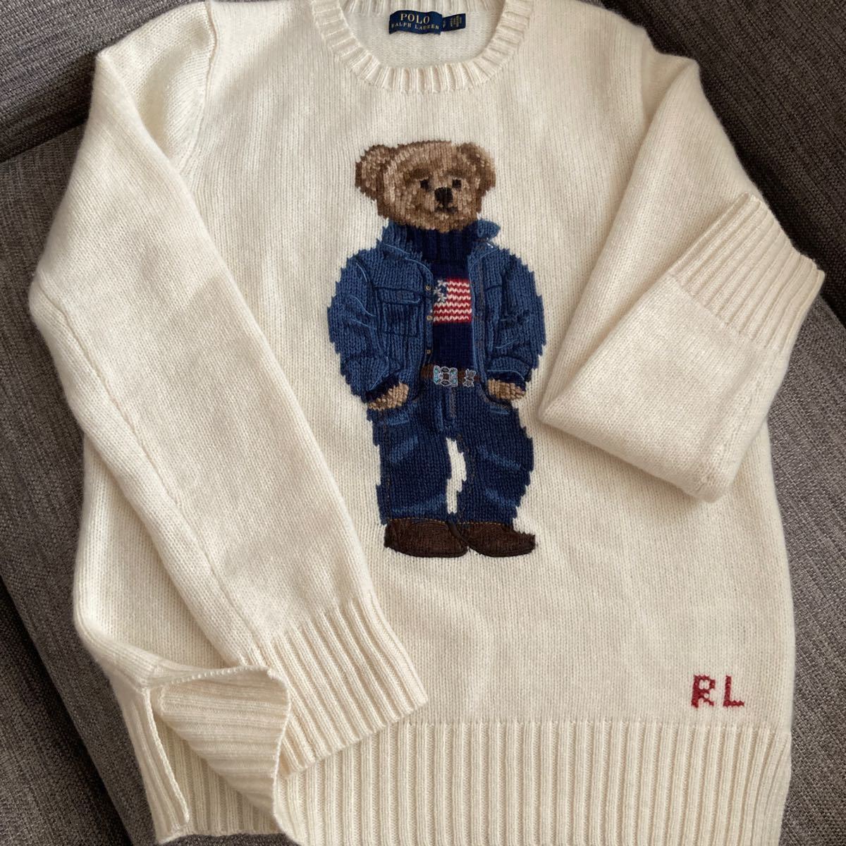 状態良好】ポロラルフローレン ポロベア ニット 刺繍 表記Sサイズ