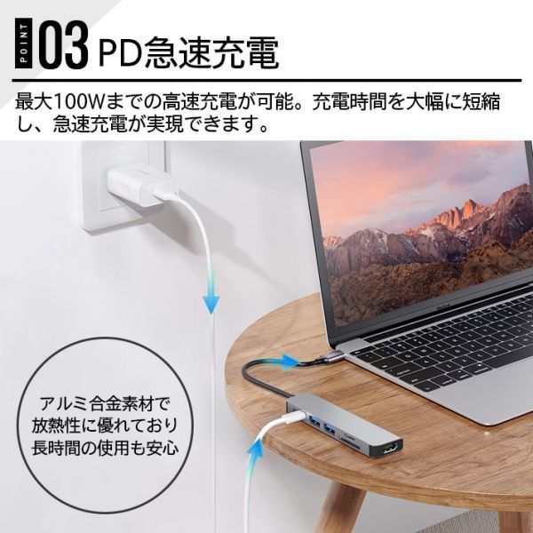  evolution version USB C hub 6in1 USB Type C hub 4K HDMI output PD charge correspondence USB3.0 hub SD/Micro SD card reader 