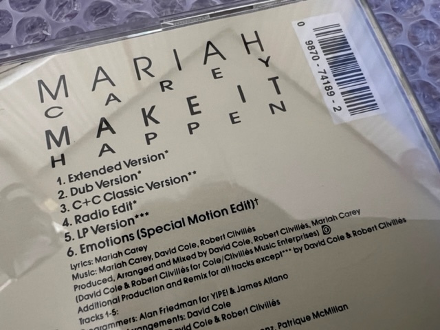 レア盤/MARIAH CAREY MAKE IT HAPPEN(LP Version収録)Emotionsも収録/Liveでも歌う人気曲/マライア・キャリー/限定