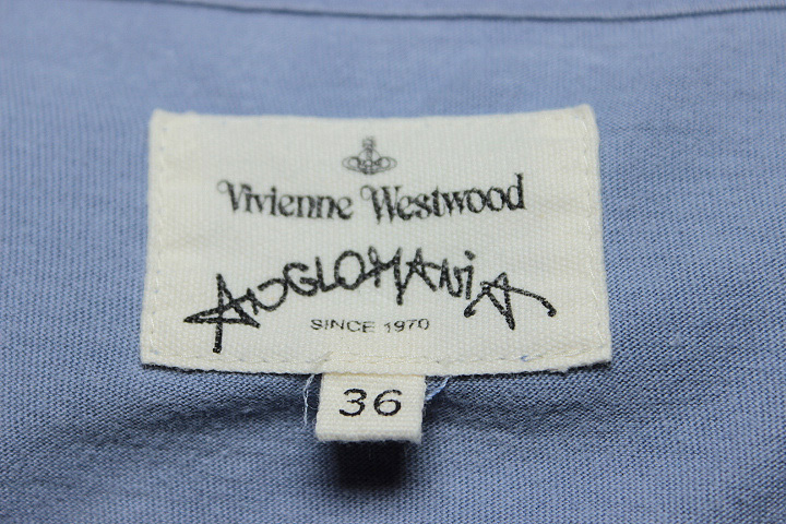 Vivienne Westwood ヴィヴィアン ウエストウッド ANGLOMANIA オーブプリント コットン 半袖 Tシャツ ブルー size 36 レディース 正規品_画像3