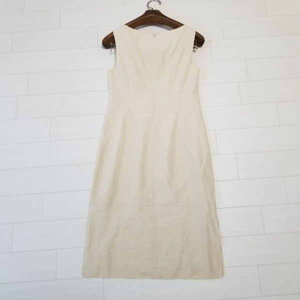 kumikyoku Kumikyoku no sleeve One-piece knees height skirt ivory beige group lady's size 2 wool . on goods J18