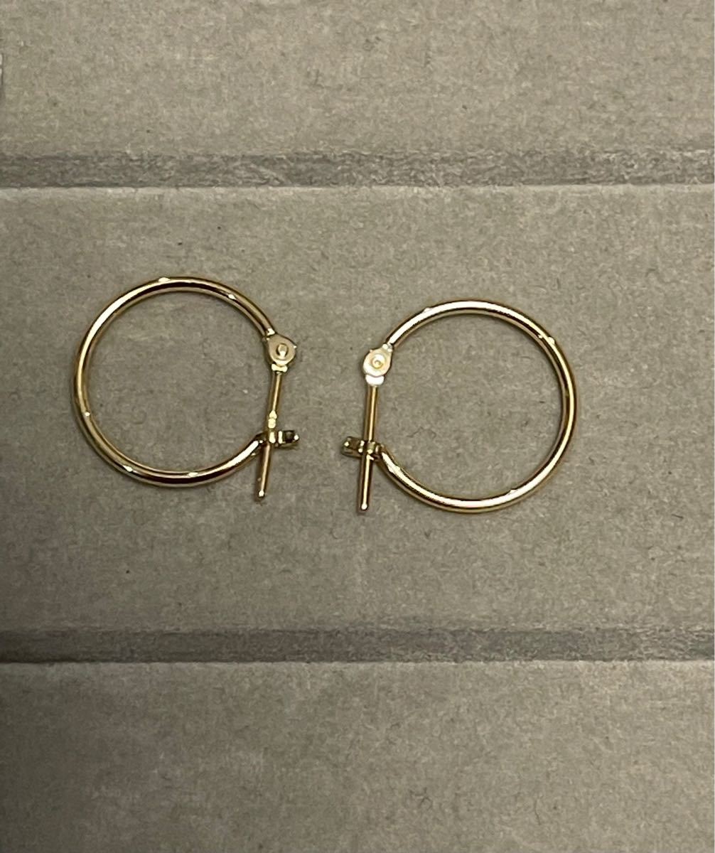 K18金リングピアス1.3センチ ファッション 腕時計、アクセサリー
