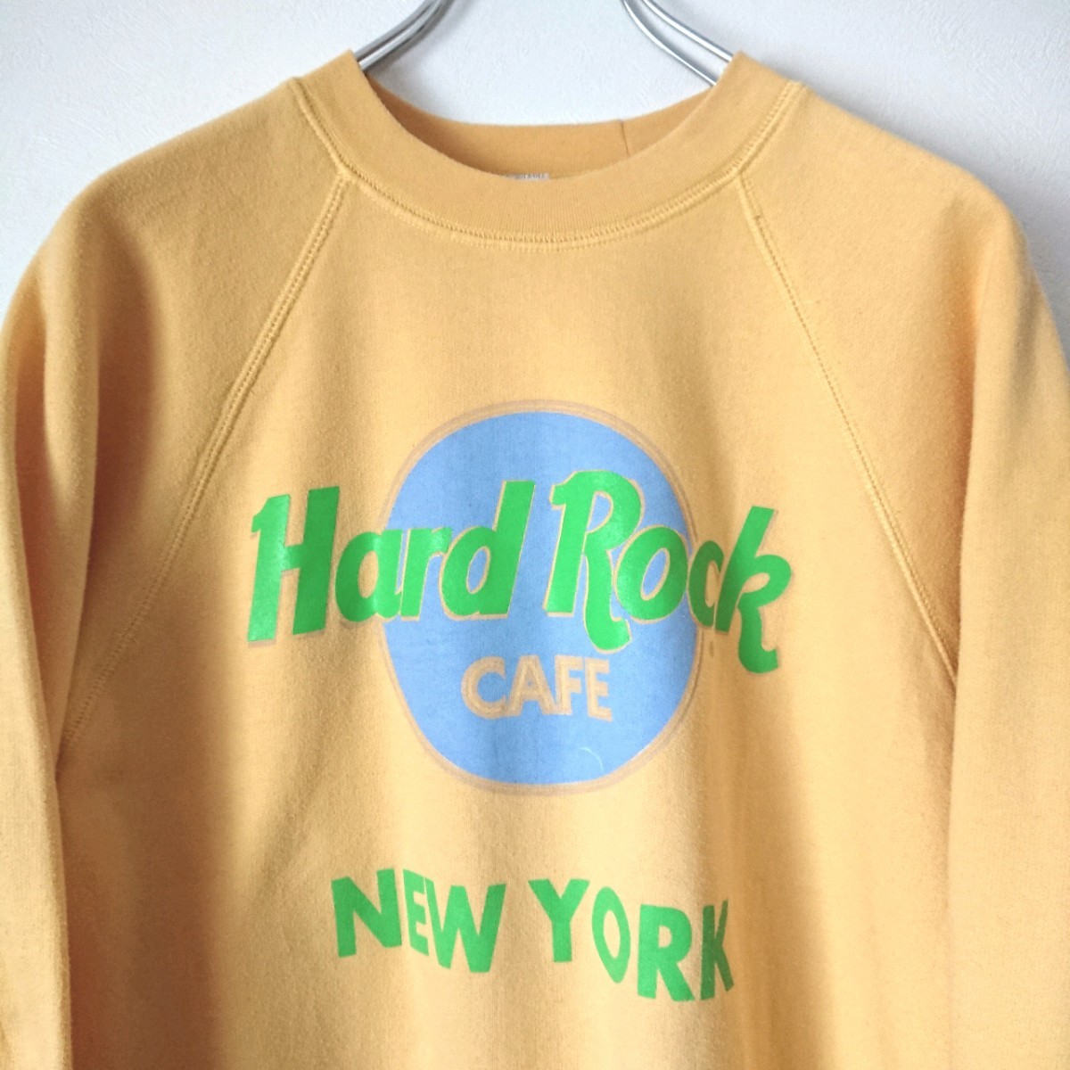 HardRock Cafe ハードロックカフェ NEW YORK ニューヨーク ビッグロゴ  薄黄色 スウェット トレーナー M