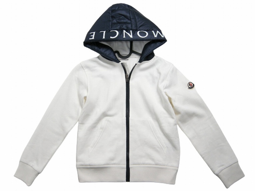 キッズ12A(大人女性XS相当)新品 本物■モンクレールMAGLIA CARDIGANフードロゴ スウェットパーカー/スエットMONCLER/レディース/ホワイト白