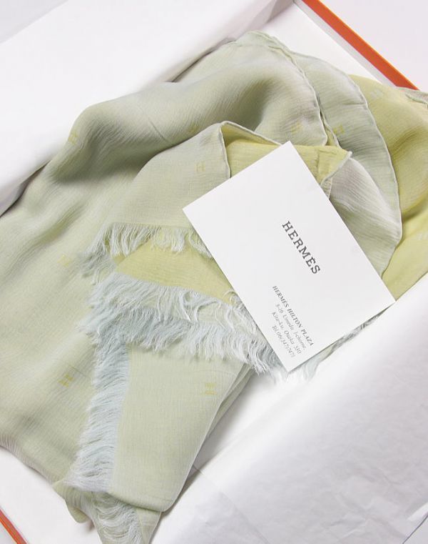 B120☆エルメス HERMES シフォン ストール ロング 大判 スカーフ
