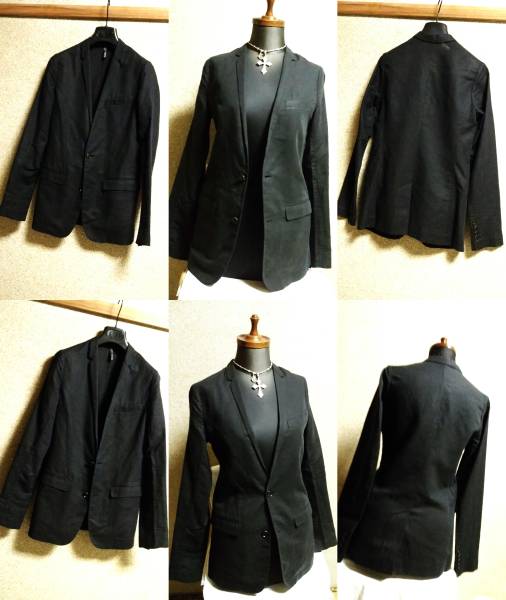 国内正規美 Dior Hommeディオールオム ナローラペルカジュアルジャケット黒 38 スーツ 唯一の薄手テーラードコットン ブラック 10H メンズ_超希少な夏用ジャケット★しかも最小38P