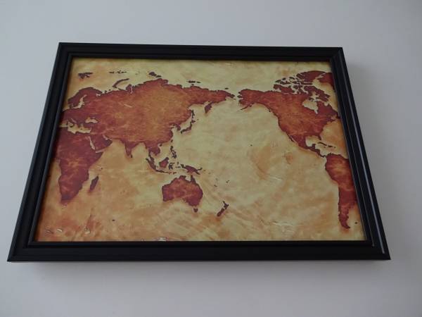 アートフレーム§写真ポスター額付(選択可)A4§世界地図の柄・ワールドマップ柄・茶_画像1