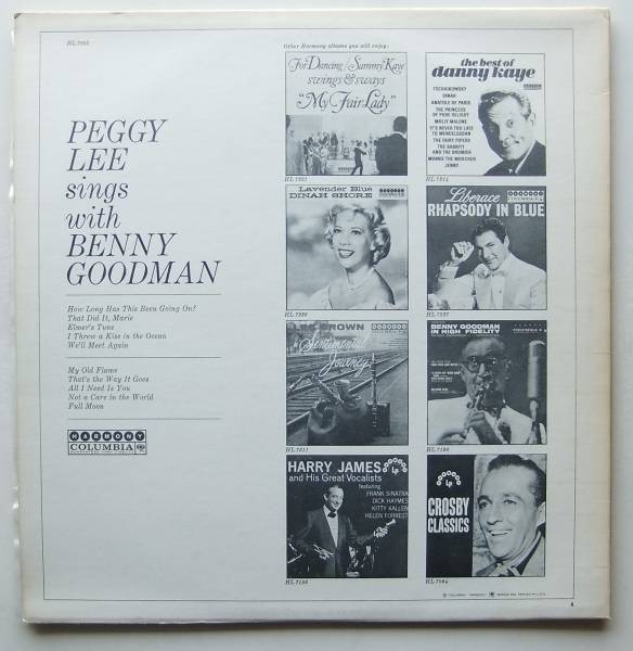 ◆ PEGGY LEE sings with Benny Goodman ◆ Harmony HL-7005 ◆ D_画像2