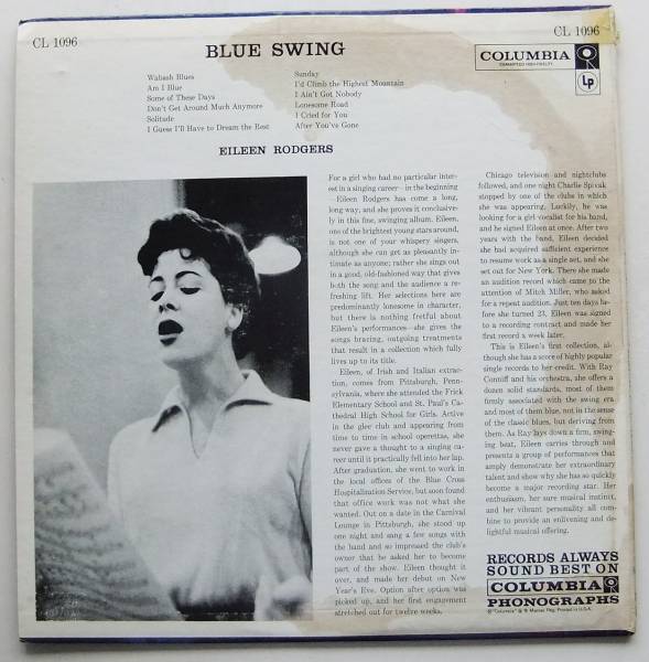 ◆ EILEEN RODGERS / Blue Swing ◆ Columbia CL-1096 (6eye:dg) ◆ 1_画像2