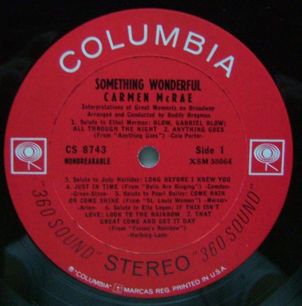 ◆ CARMEN McRAE / Something Wonderful ◆ Columbia CS-8743 (2eye) ◆_画像3