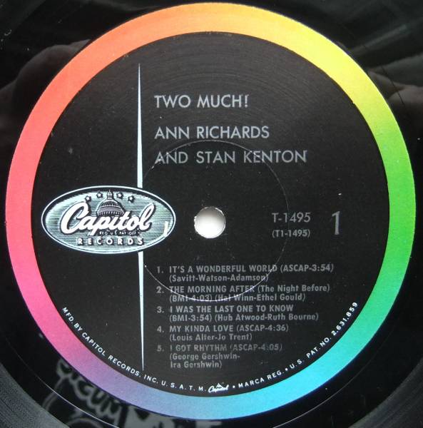 ◆ ANN RICHARDS - STAN KENTON / Two Much! ◆ Capitol T-1495 (color) ◆ B_画像3