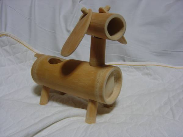 ヤフオク 手作り ハンドメイド 竹製の置物 犬 ダックスフ