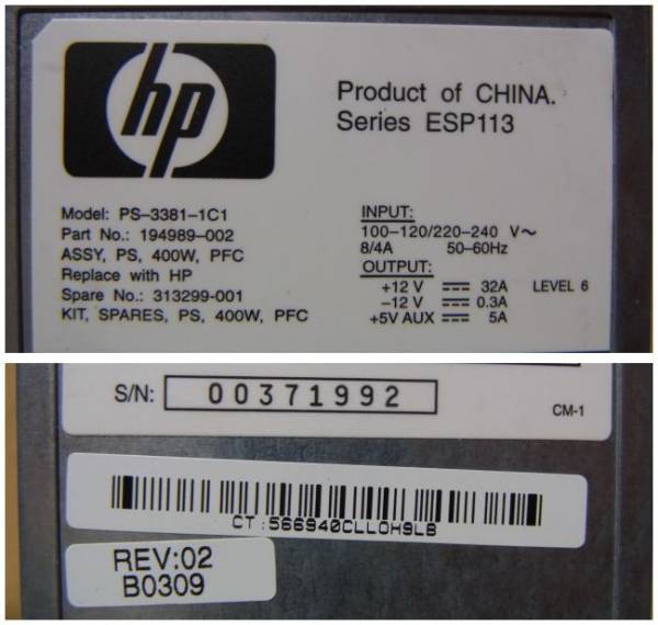 ■ほぼ未使用■HP DL380 G3/G2/他 400W 電源 (PS215)_画像3
