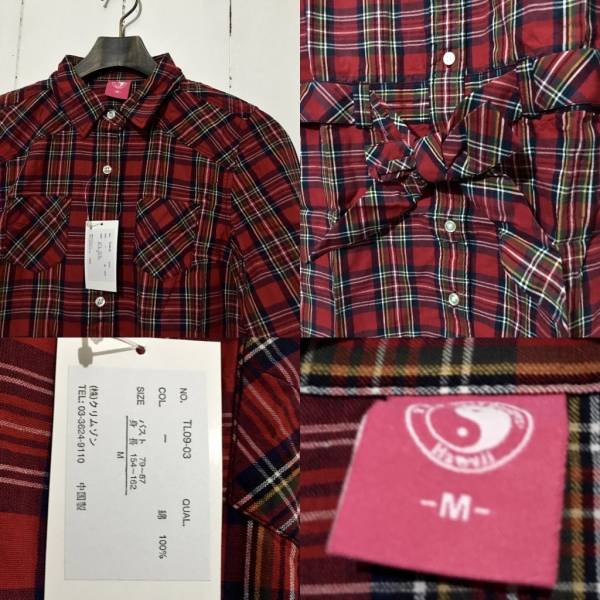 新品☆TOWN&COUNTRY M シャツワンピース チェック 長袖シャツ 赤 タウカン T&C_画像3