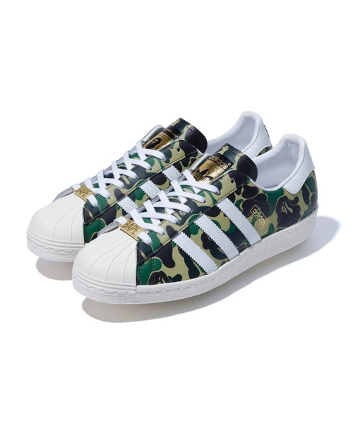 新品未使用】 adidas × APE アディダス エイプ コラボ SUPERSTAAR スーパースターレザー グリーン 27.5cm レア 限定  9.5 a bathing ape