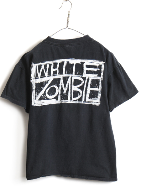 90s USA製 人気 黒 ★ WHITE ZOMBIE 両面 プリント 半袖 Tシャツ ( メンズ L ) 古着 90年代 ホワイトゾンビ バンドT メタル ロックT 当時物